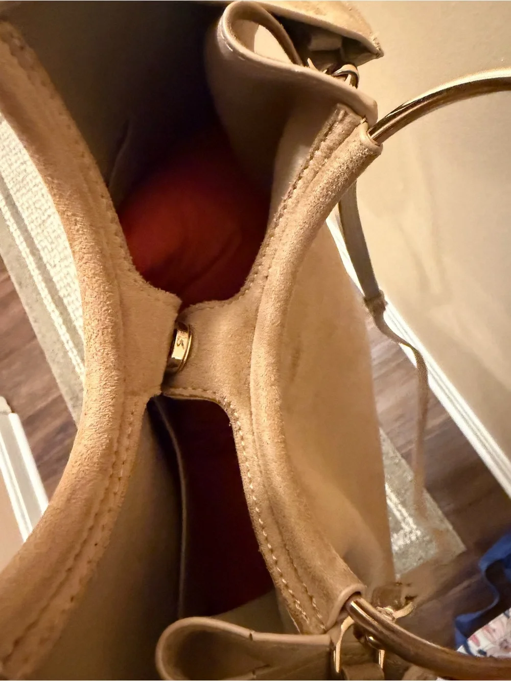 Banana Republic Tan Faux Suede Ring-Handle Tote Bag